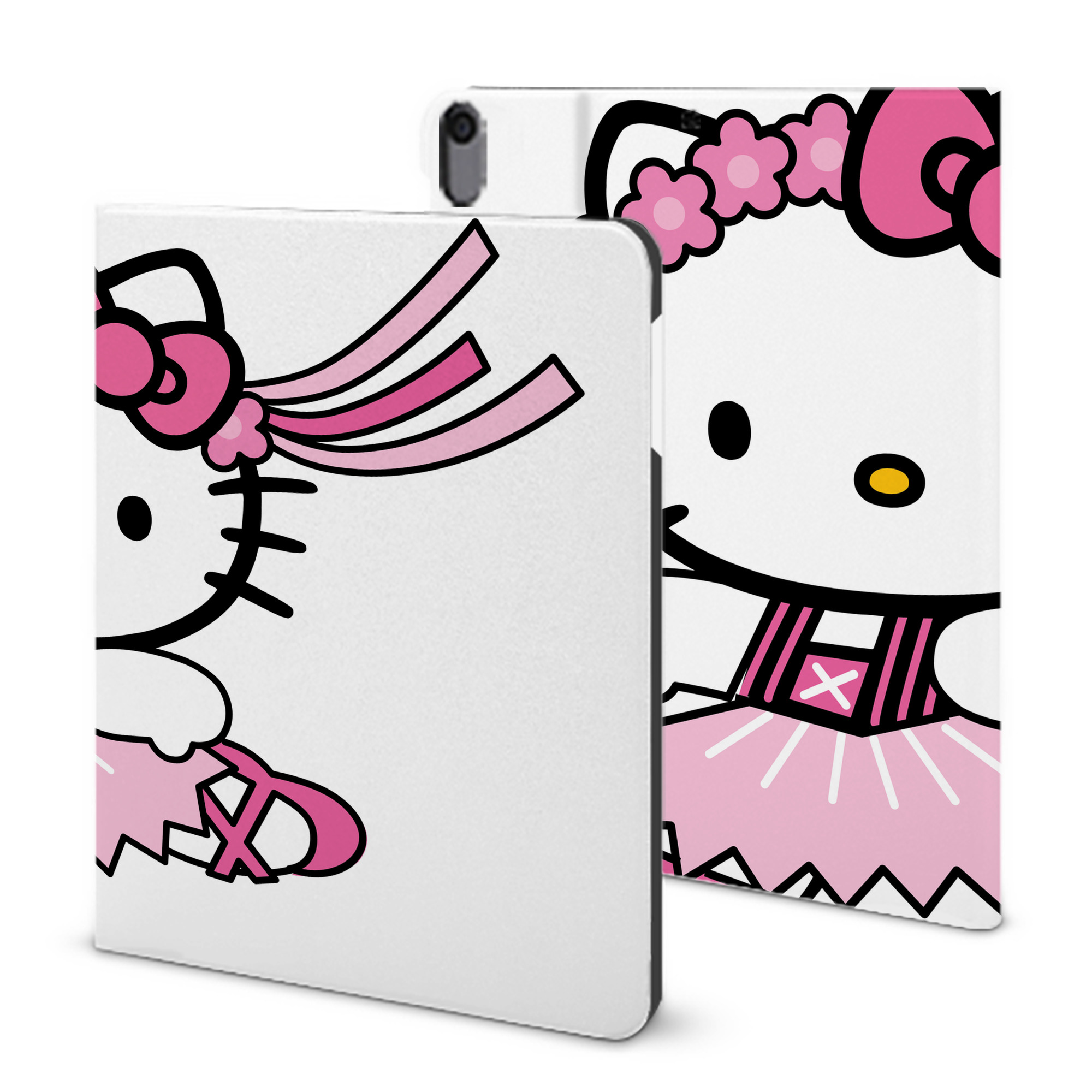 （画像用） Hello Kitty ハローキティ IPad ケース ブック型 PUレザー TPU 耐衝撃 軽量 薄型 ペン収納なし 全面保護 IPad 各モデル対応